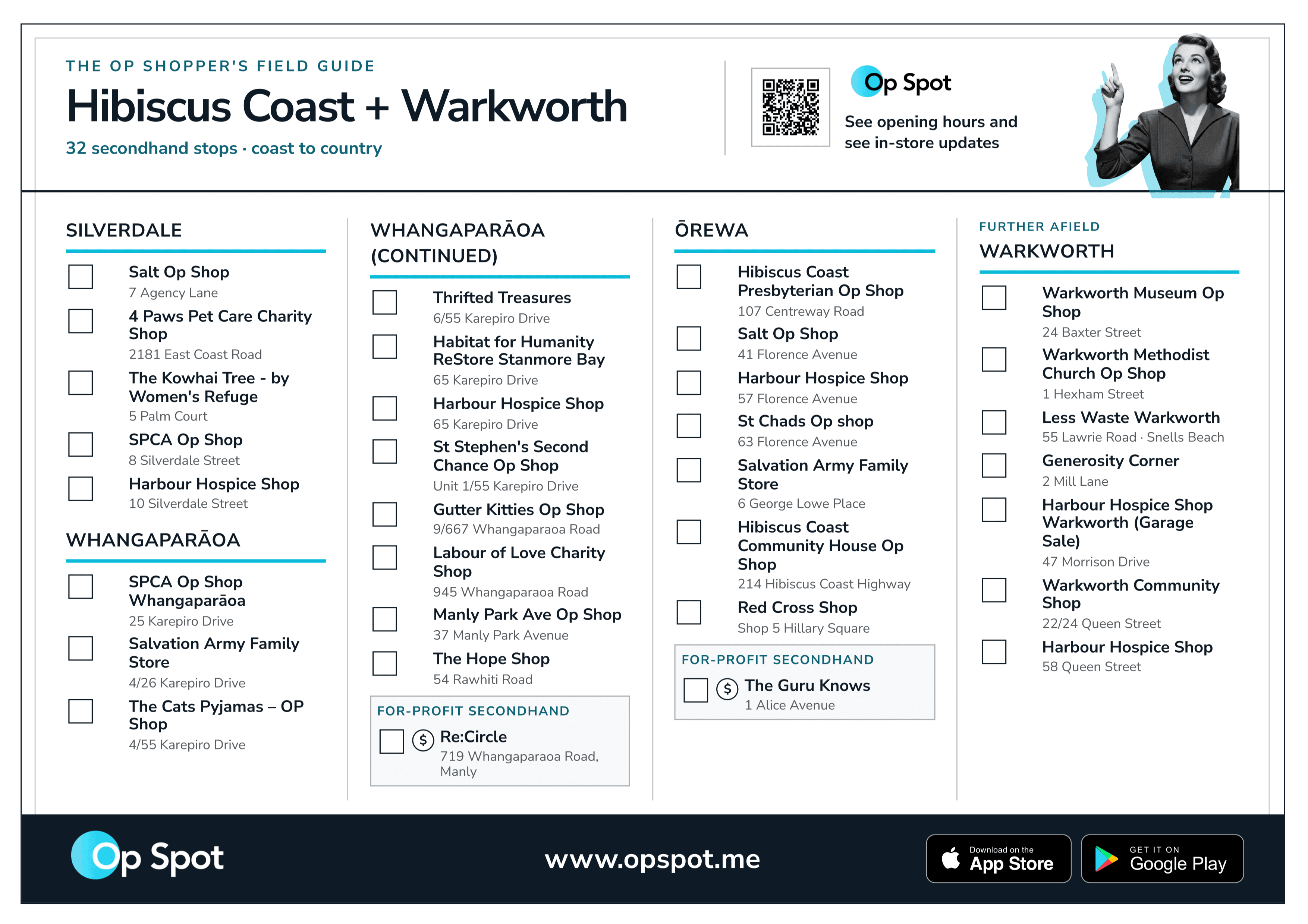 Preview of the printable Hibiscus Coast + Warkworth op shop guide