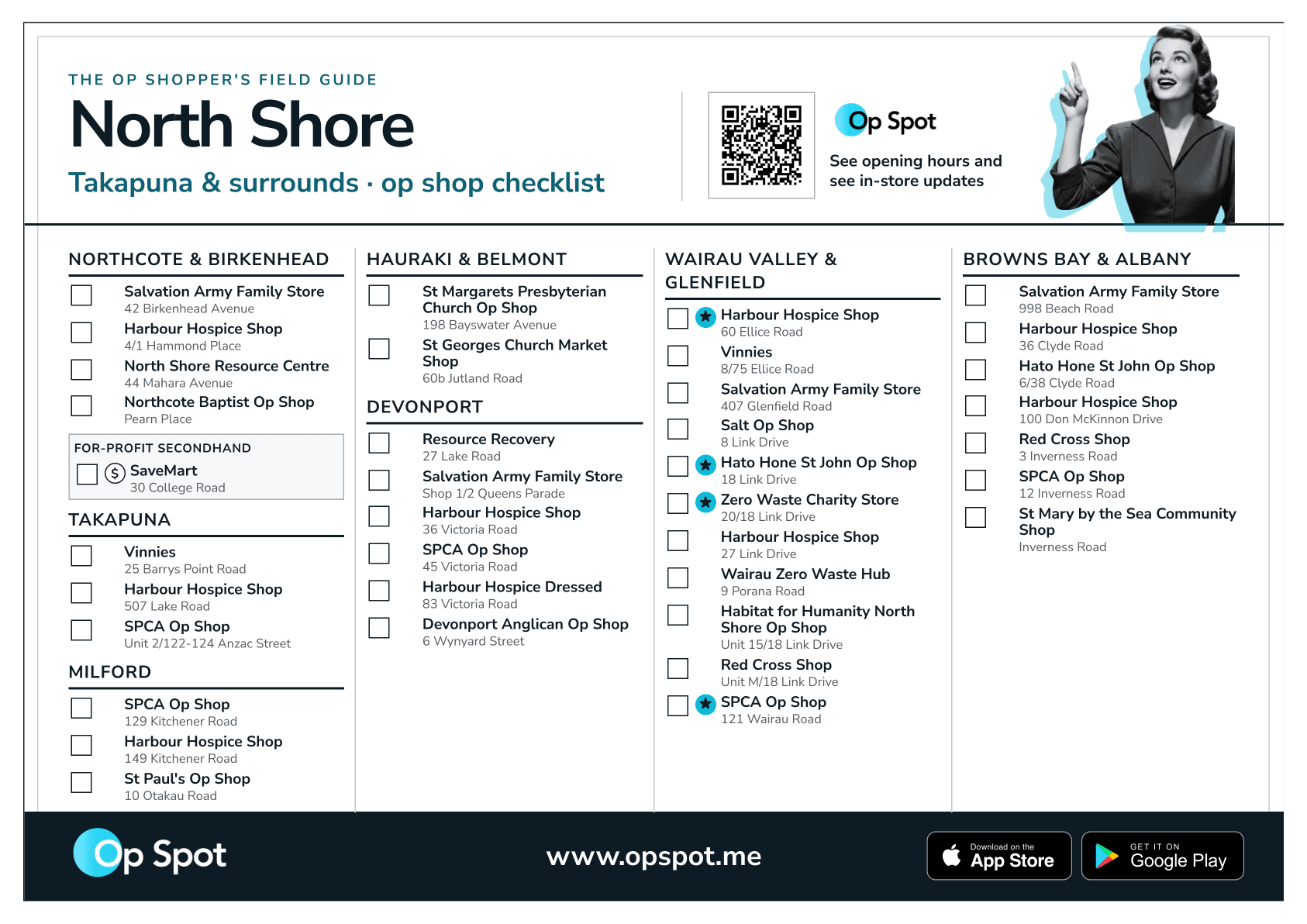 Preview of the printable North Shore op shop guide