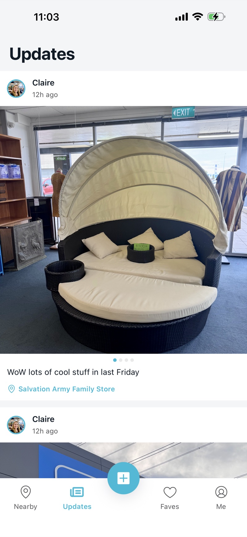 Op Spot store feed showing recent posts about in-store finds